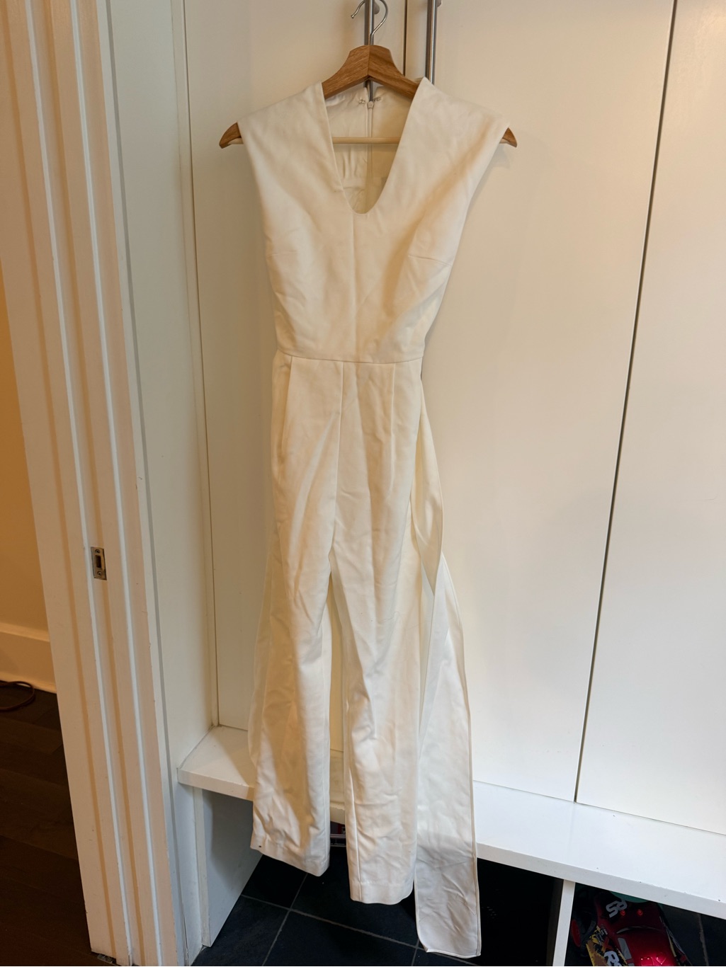 Tibi Ivory Jumpsuit With V-Neck
